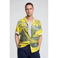 Desigual , Camisa estampada aos quadrados, Homem, Viscose, Amarelo, S