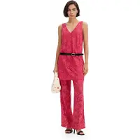 Desigual , Minivestido rendado flores, PoliÉSter, Vermelho, M