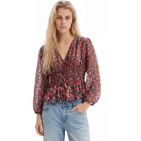 Desigual , Blusa plumeti flores, PoliÉSter, Preto, XS