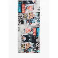 Desigual , Lenço estampado retangular, Viscose, Preto, U