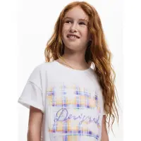 Desigual , Camiseta de manga curta aos quadrados, Infantil, AlgodÃO, Branco, 11/12