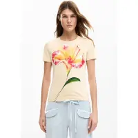 Desigual , Camiseta hibiscos, Mulher, AlgodÃO, Branco, XS