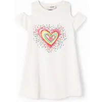 Desigual , Vestido t-shirt cut-outs coração, AlgodÃO, Branco, 7/8