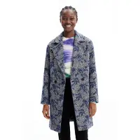 Desigual , Casaco cruzado ponto espiga, Azul, M