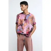 Desigual , Camiseta estampada floral, Homem, AlgodÃO, Vermelho, M