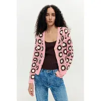 Desigual , Cardigã de crochê rosa, Mulher, Vermelho, M