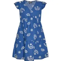 Dreimaster Vestido de verão azul / branco lã
