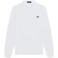 Fred perry para homem. M6006 Polo liso de manga comprida branco (S), Casual, Algodão