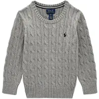 Ralph Lauren para menino. 323702674041 Suéter de algodão em ponto de tranças cinza ((L) 10/12años= 150/161cm), Casual, Manga comprida,