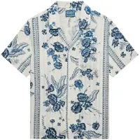 Superdry para mulher. W4010586A Camisa com estampado de praia em branco (M), Casual, Algodão, Manga curta