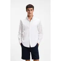 BOSS para homem. 50565626 Camisa Ricoplus branco (M), Casual, Algodão, Manga comprida