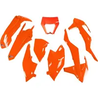 Ufo Kit De Plásticos Ktm Exc/exc-f 2017-2019 With Headlight Ktkit523-fflu Fork Protectors &