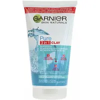 Garnier Pure - Gel de limpeza 3 em 1, esfoliante e máscara contra imperfeições - 150ml