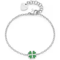 S`Agapõ Delicate steel Bracciale with four-leaf clover Click SCK260