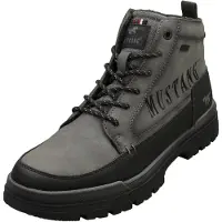 Mustang Botas com atacadores 'Peppin' cinzento escuro / preto