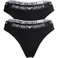 Emporio Armani para mulher. EW000402_AF13033 Conjunto de 2 tangas Essential Cotton preto (XS), Homewear, Algodão