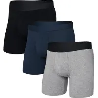 Saxx - Vestuário caminhada - Droptemp Cooling Cotton BB Fly 3pk Dark Grey/Dark Ink/Black para Homem - Tamanho L