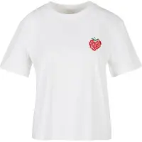 Miss Tee Camisa 'Strawberry Heart' verde / vermelho / branco