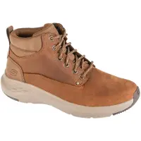 SKECHERS para homem. 205175 Botins de Couro Relaxed Fit: Parson - Ederic castanho (45), Marrom, Bege, Plano, Cordão, Casual