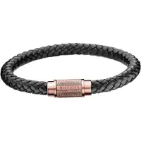 Tommy Hilfiger Bracciale In Pelle Nera Casual Core — Bracciale
