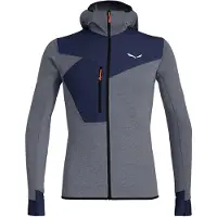 Salewa - Polares - Puez 2 Dry M L/S Hood FZ Tee Navy Blazer Melange para Homem - Tamanho L