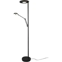 TRIO Candeeiro de pé LED Barrie com luz de leitura preta mate