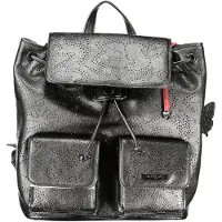 Desigual , Mochila pequena vazada, Mulher, Poliuretano, Preto, U