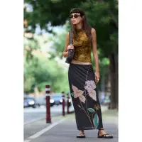 Desigual Saia verde / cor-de-rosa / preto