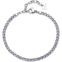 Brosway Pulseira de tênis de aço com zircônias roxas Desideri BEI103