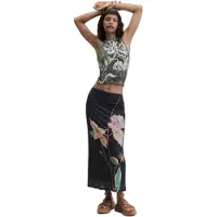 Desigual , Saia longa estampada, Mulher, PoliÉSter, Preto, M