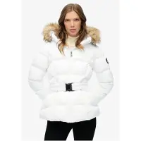 Superdry para mulher. W5011928A Casaco com cinto Fuji branco (M), Casual, Poliéster