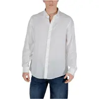 Armani Exchange para homem. XM001221AF14619U0001 Camisa de linho branca (M), Branco, Casual, Sapatos de Festa, Clássico, Manga comprida