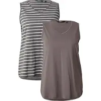 Ulla Popken Top cinzento / taupe / branco