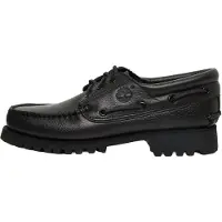 Timberland para homem. TB0A2PDQANI1 Náuticos de 3 ilhós cosidos à mão Authentic preto (42 W), Couro, Plano, Cordão, Casual