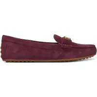 Lauren-ftw para mulher. 802821629037 Mocassins Barnsbury em camurça granada (39), Couro, Plano, Nenhum, Casual, Grená