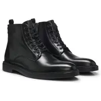 BOSS para homem. 50573364 Botins de Pele Calev preto (46), Couro, Plano, Cordão, Casual