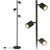Briloner Candeeiro de pé Ida, preto, 3 lâmpadas, altura 141 cm, GU10