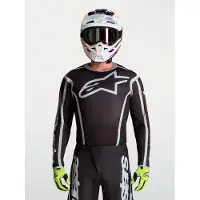 Alpinestars Fluid Apex V2 Homem MX Jersey Preto/Prateado L homens