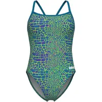 Arena Fato de banho 'SNAKESKIN CHALLENGE BACK' azul / verde relva / roxo