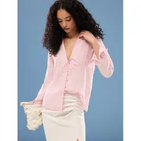 Trendyol Blusa cor-de-rosa / branco