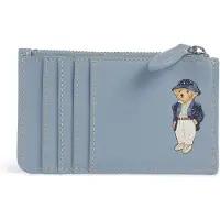 Ralph Lauren para mulher. 427P17883001 Porta-cartões Polo Bear azul (OSFA), Casual, Pele