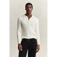 Gant para homem. 8050616 Polo de tricô trançado cor creme (XXL), Branco, Casual, Algodão, Clássico, Manga comprida