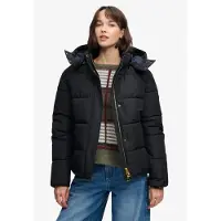 Superdry para mulher. W5012207A Casaco acolchoado premium com capuz, preto (S), Casual, Poliéster