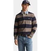 Gant para homem. 2004083 Polo Heavy listrado com gola de cambray taupe (S), Casual, Algodão, Manga comprida