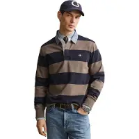 Gant para homem. 2004083 Polo Heavy listrado com gola de cambray taupe (XXL), Casual, Algodão, Manga comprida