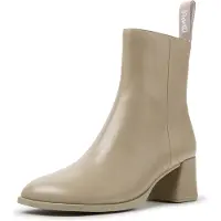 Camper para mulher. K400798-009 Botins de pele Kora bege (38), Couro, 5 a 8cm, Nenhum, Casual