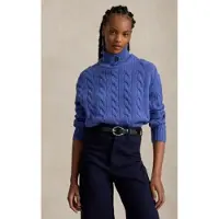 Ralph Lauren para mulher. 211972129501 Jersey tipo polo de lã e caxemira azul (XL), Casual, Manga comprida