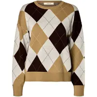 Selected femme Pullover 'SLWTHEA' creme / castanho / preto