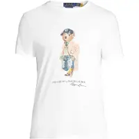 Ralph Lauren para homem. 710B30192001 Camisa Polo Bear Custom Slim Fit branca (L), Branco, Casual, Algodão, Manga curta