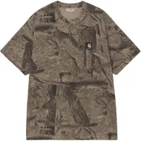 Carhartt WIP - T-shirts - S/S Feather Tree T-Shirt Camo Feather Tree Khaki Shungite Garment Dyed para Unissexo - Tamanho L - Caqui